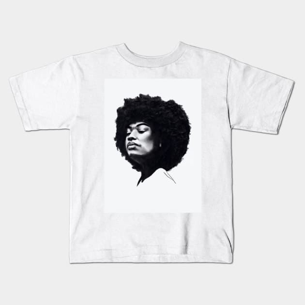 charcoal drawing of a strong black woman Kids T-Shirt by stoekenbroek
